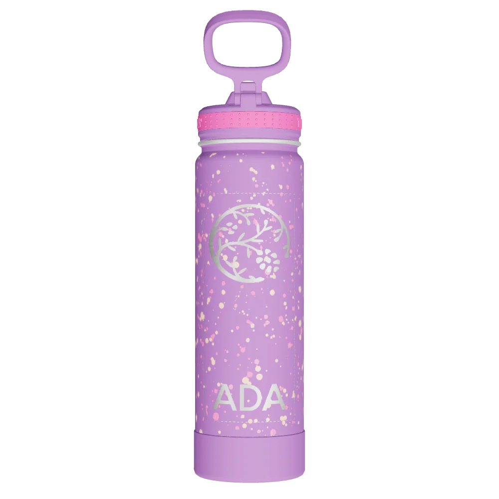 Takeya Actives Water Bottle With Straw Lid - 22oz Confetti Purple Love - Model 50432-TAKEYA-ACTIVES-WATER-BOTTLE-WITH-STRAW-LID-CUSTOMIZED-108-22OZ-CONFETTI-PURPLE-LOVE