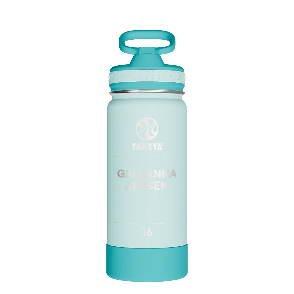Takeya Actives Kids Water Bottle With Straw Lid - 16oz Surfer/Lagoon - Model 52400-TAKEYA-ACTIVES-KIDS-WATER-BOTTLE-WITH-STRAW-LID-CUSTOMIZED-79-16OZ-SURFER-LAGOON