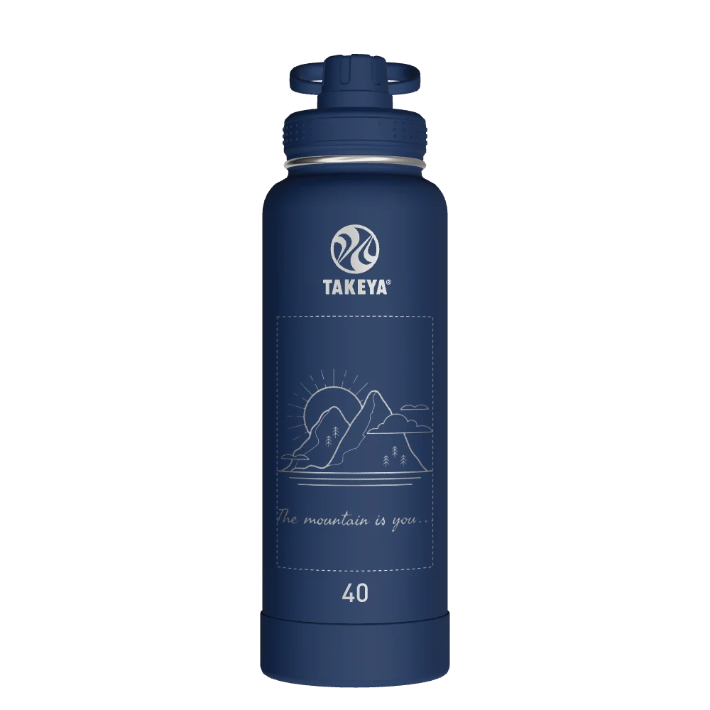 Takeya Actives Water Bottle With Spout Lid - 40oz Midnight - Model 51004-TAKEYA-ACTIVES-WATER-BOTTLE-WITH-SPOUT-LID-CUSTOMIZED-321-40OZ-MIDNIGHT