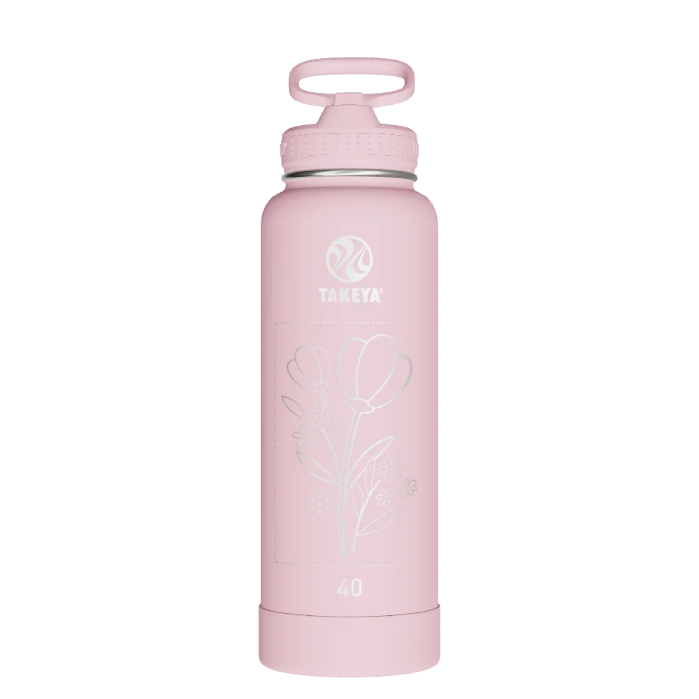Takeya Actives Water Bottle With Straw Lid - 40oz Blush - Model 52038-TAKEYA-ACTIVES-WATER-BOTTLE-WITH-STRAW-LID-CUSTOMIZED-145-40OZ-BLUSH