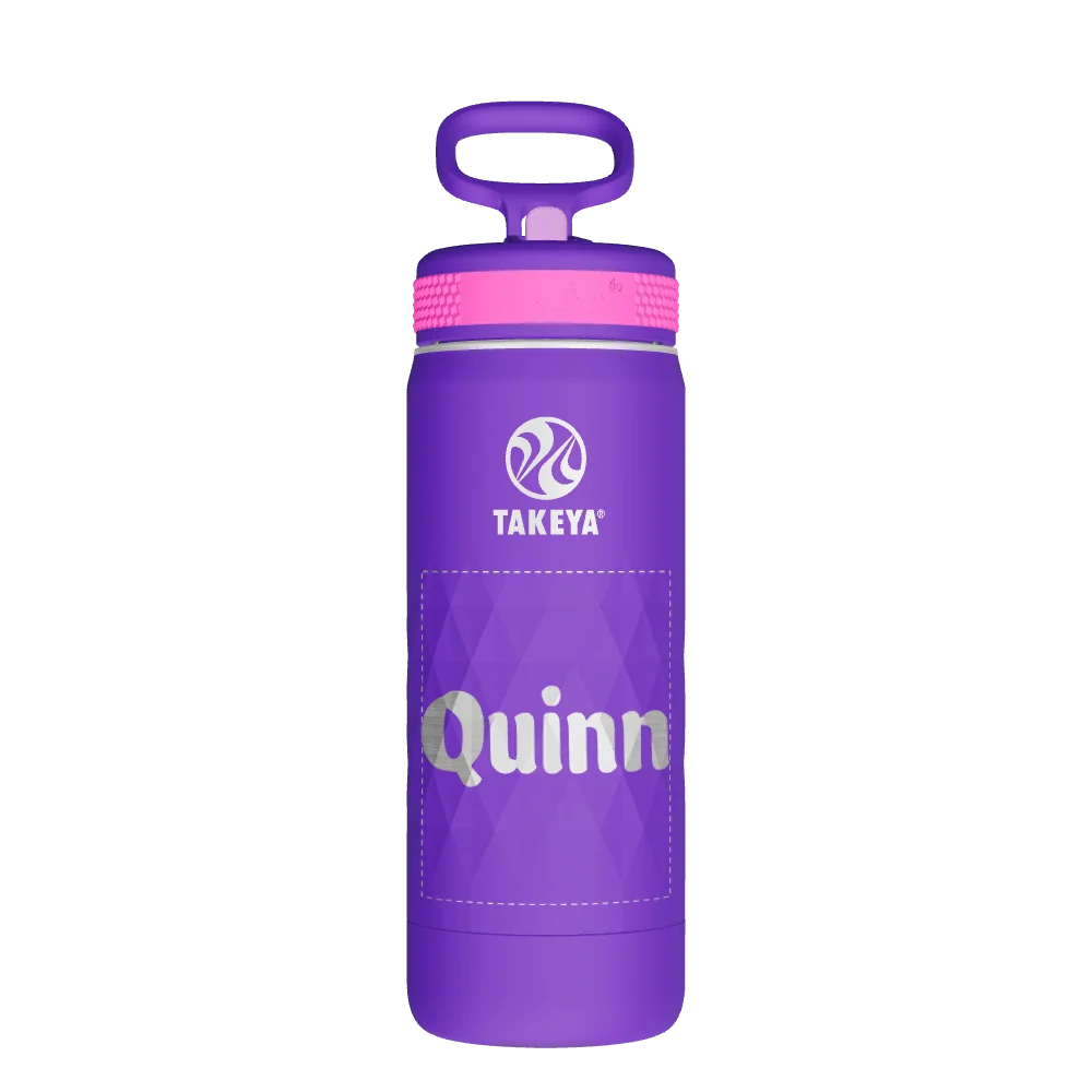 Takeya Kids Sport Water Bottle With Straw Lid - 18oz Grape Blaze - Model 51895-TAKEYA-KIDS-SPORT-WATER-BOTTLE-WITH-STRAW-LID-CUSTOMIZED-43-18OZ-GRAPE-BLAZE