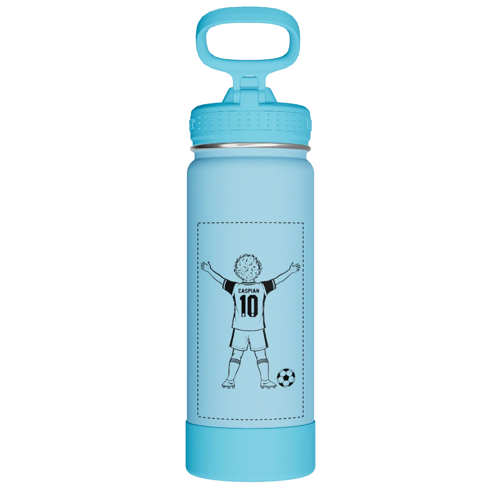 Takeya Actives Kids Glow In The Dark Water Bottle With Straw Lid - 18oz Glow Worm Blue - Model 51077-TAKEYA-ACTIVES-KIDS-GLOW-IN-THE-DARK-WATER-BOTTLE-WITH-STRAW-LID-CUSTOMIZED-5-18OZ-GLOW-WORM-BLUE