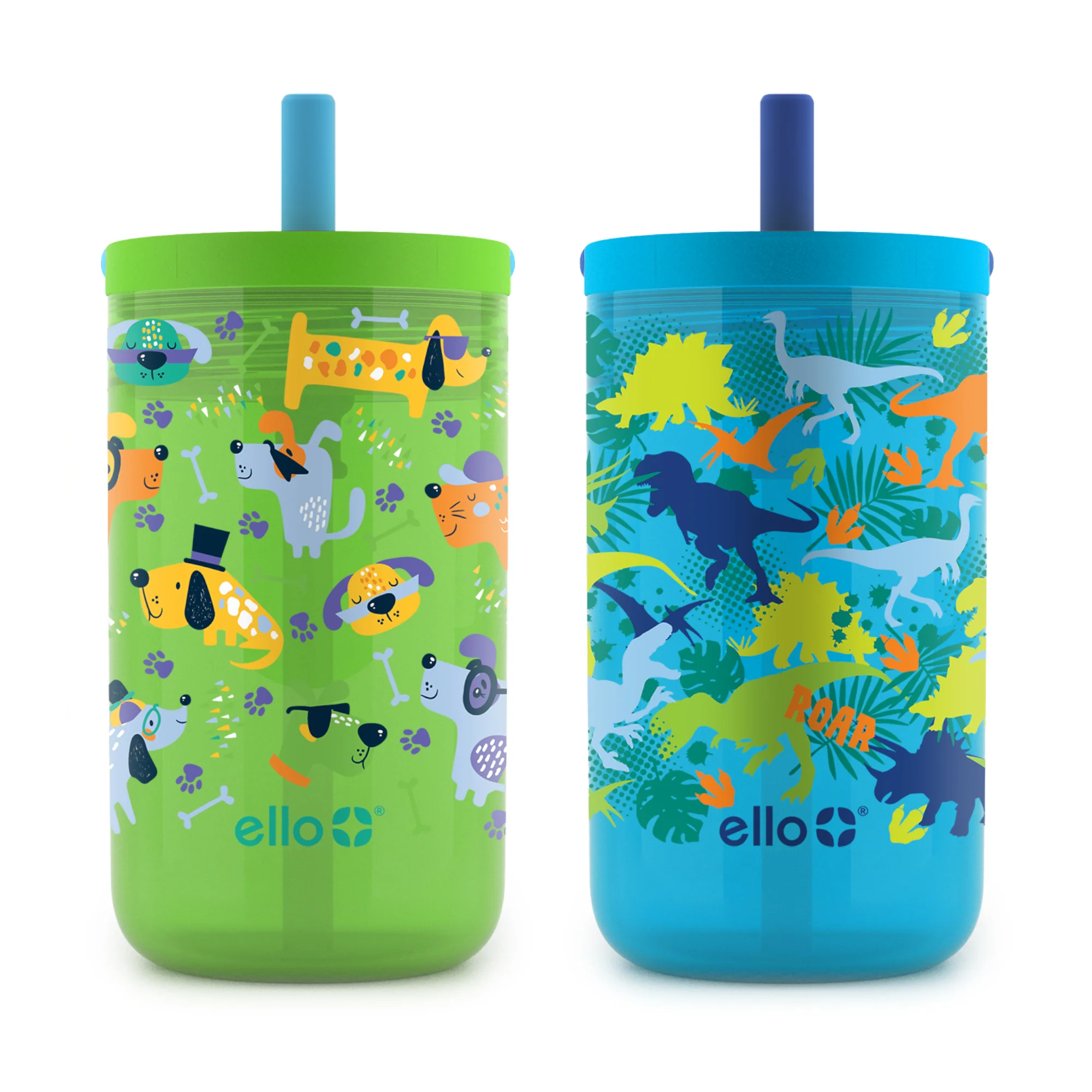 Ello Bop 12oz Leakproof Kids Tumbler with Optional Straw, Set of 2