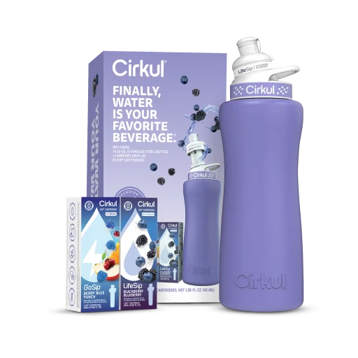Cirkul 32oz. Matte Periwinkle Stainless Steel Bottle Starter Kit