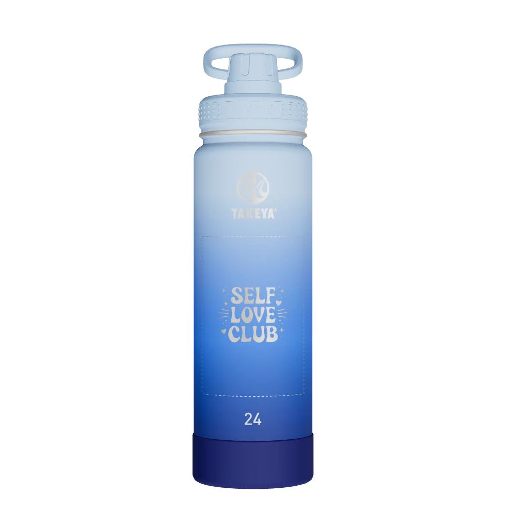 Takeya Actives Water Bottle With Spout Lid - 24oz Pacific Blue - Model 51396-TAKEYA-ACTIVES-WATER-BOTTLE-WITH-SPOUT-LID-CUSTOMIZED-20-24OZ-PACIFIC-BLUE