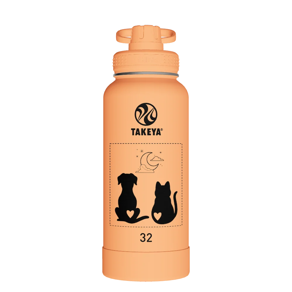 Takeya Actives Water Bottle With Spout Lid - 32oz Tart Orange - Model 51036-TAKEYA-ACTIVES-WATER-BOTTLE-WITH-SPOUT-LID-CUSTOMIZED-75-32OZ-TART-ORANGE