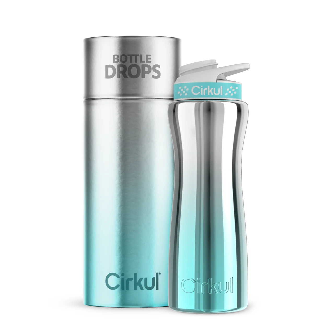 Cirkul Limited Edition: 22oz. Cyan DuoChrome Stainless Steel Bottle & Lid