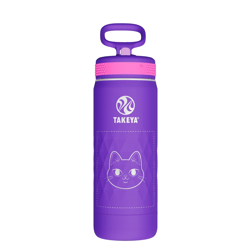 Takeya Kids Sport Water Bottle With Straw Lid - 18oz Grape Blaze - Model 51895-TAKEYA-KIDS-SPORT-WATER-BOTTLE-WITH-STRAW-LID-CUSTOMIZED-33-18OZ-GRAPE-BLAZE
