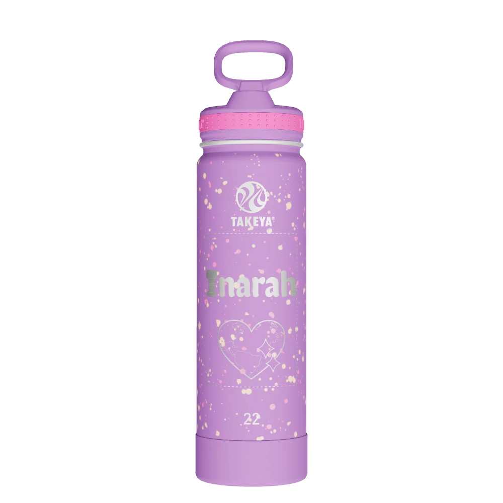 Takeya Actives Water Bottle With Straw Lid - 22oz Confetti Purple Love