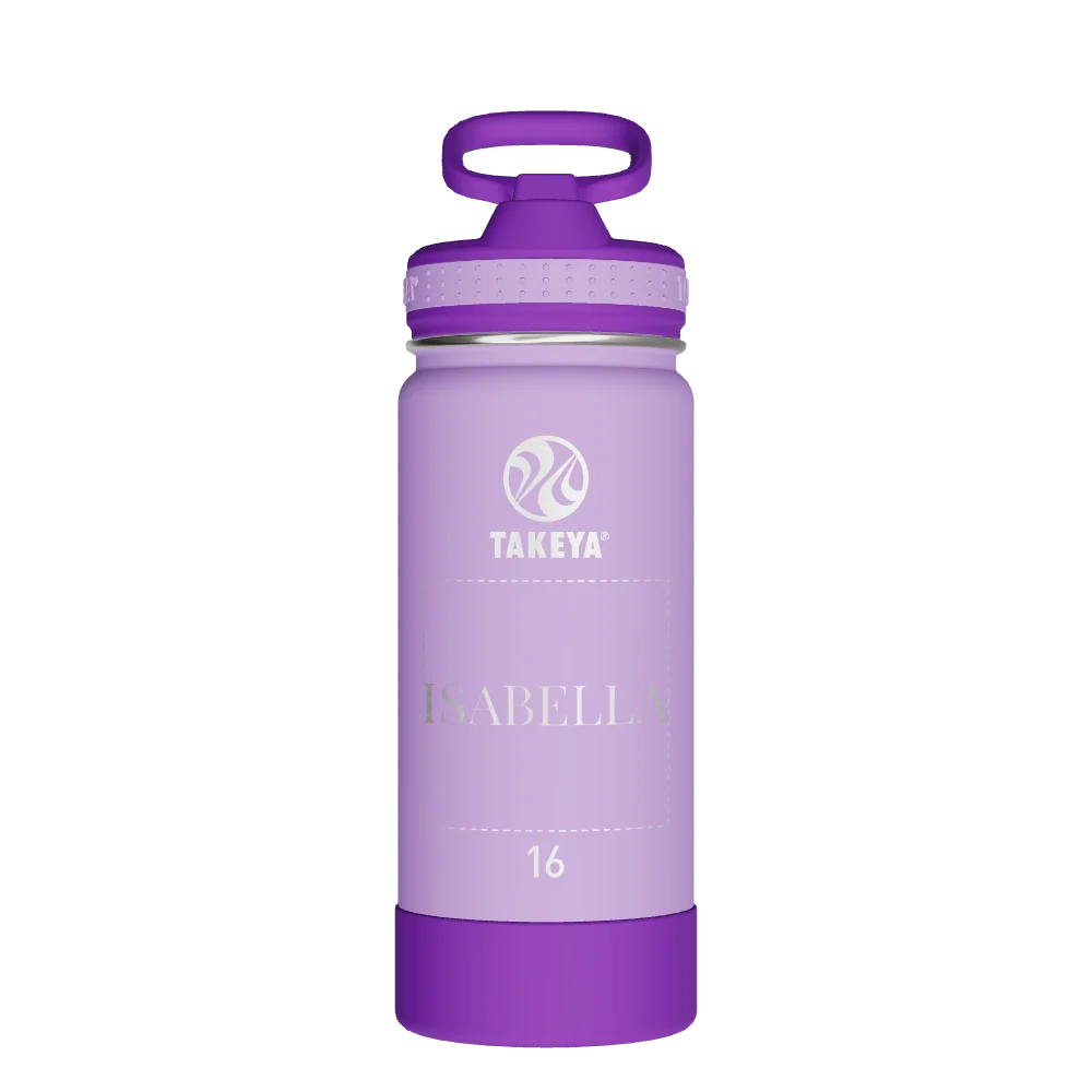Takeya Actives Kids Water Bottle With Straw Lid - 16oz Lilac/Ultraviolet - Model 52403-TAKEYA-ACTIVES-KIDS-WATER-BOTTLE-WITH-STRAW-LID-CUSTOMIZED-87-16OZ-LILAC-ULTRAVIOLET