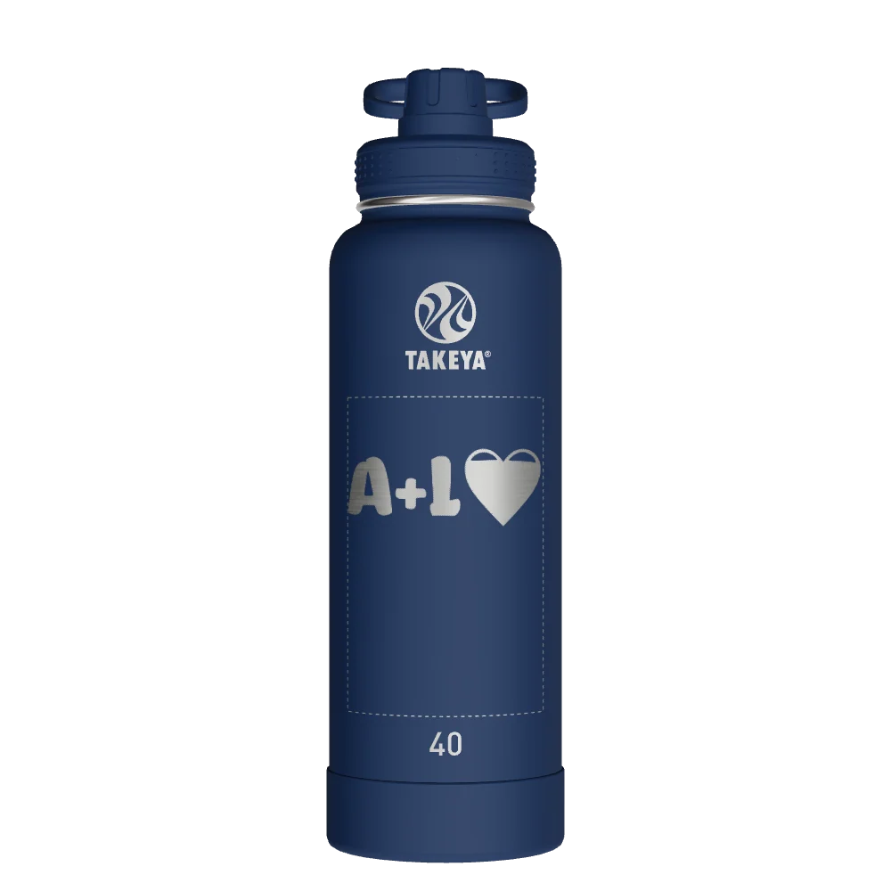 Takeya Actives Water Bottle With Spout Lid - 40oz Midnight - Model 51004-TAKEYA-ACTIVES-WATER-BOTTLE-WITH-SPOUT-LID-CUSTOMIZED-10-40OZ-MIDNIGHT