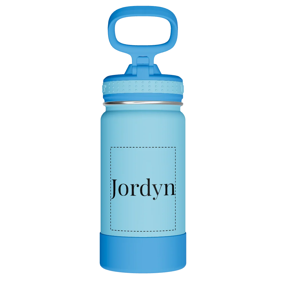 Takeya Actives Kids Water Bottle With Straw Lid - 14oz Atlantic/SailBlue - Model 50314-TAKEYA-ACTIVES-KIDS-WATER-BOTTLE-WITH-STRAW-LID-CUSTOMIZED-39-14OZ-ATLANTIC-SAILBLUE
