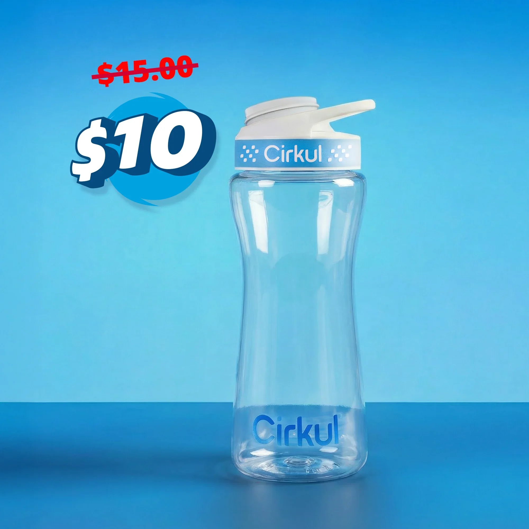 Cirkul 16oz. Plastic Bottle with Blue and White Lid 2.0