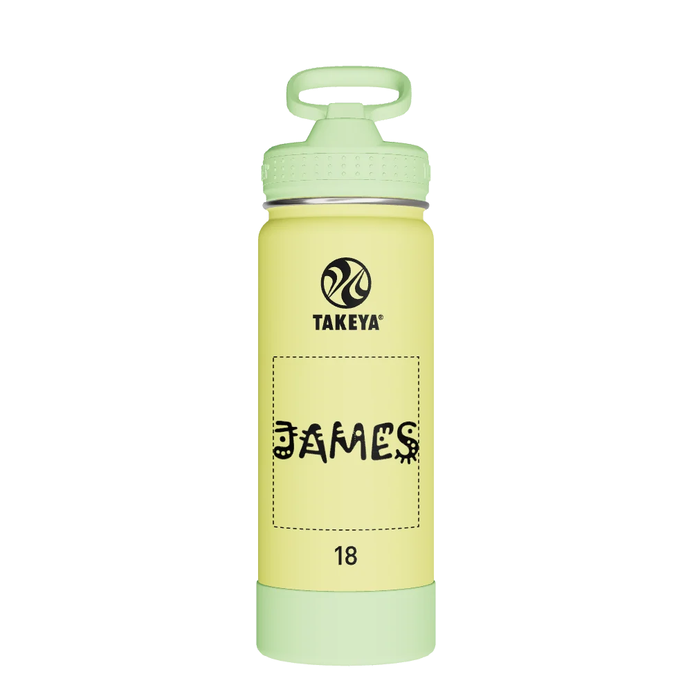 Takeya Actives Kids Glow In The Dark Water Bottle With Straw Lid - 18oz Lightning Green - Model 51075-TAKEYA-ACTIVES-KIDS-GLOW-IN-THE-DARK-WATER-BOTTLE-WITH-STRAW-LID-CUSTOMIZED-28-18OZ-LIGHTNING-GREEN
