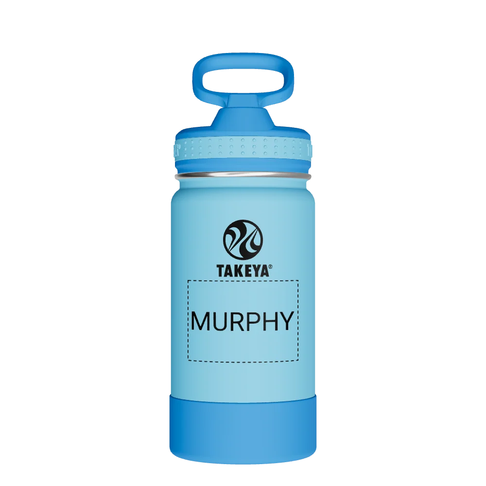 Takeya Actives Kids Water Bottle With Straw Lid - 14oz Atlantic/SailBlue - Model 50314-TAKEYA-ACTIVES-KIDS-WATER-BOTTLE-WITH-STRAW-LID-CUSTOMIZED-10-14OZ-ATLANTIC-SAILBLUE