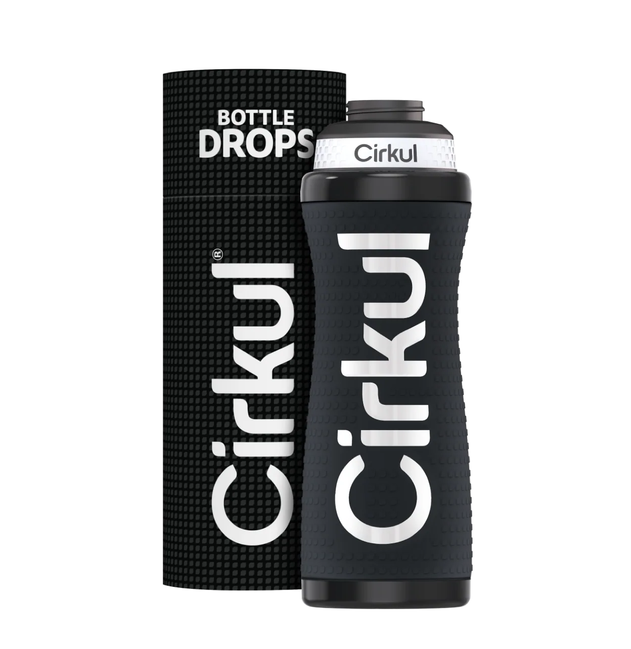 Cirkul Limited Edition: 22oz. Black Grip Stainless Steel Bottle & Sport Lid