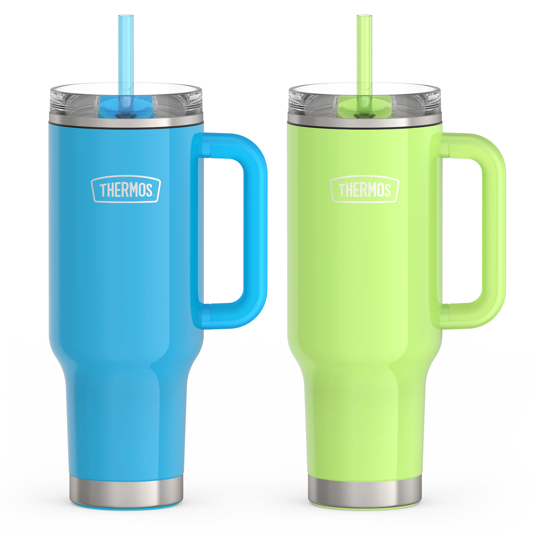 THERMOS 40oz Glossy Cup Holder Mug Bundle - Bright Blue & Lime