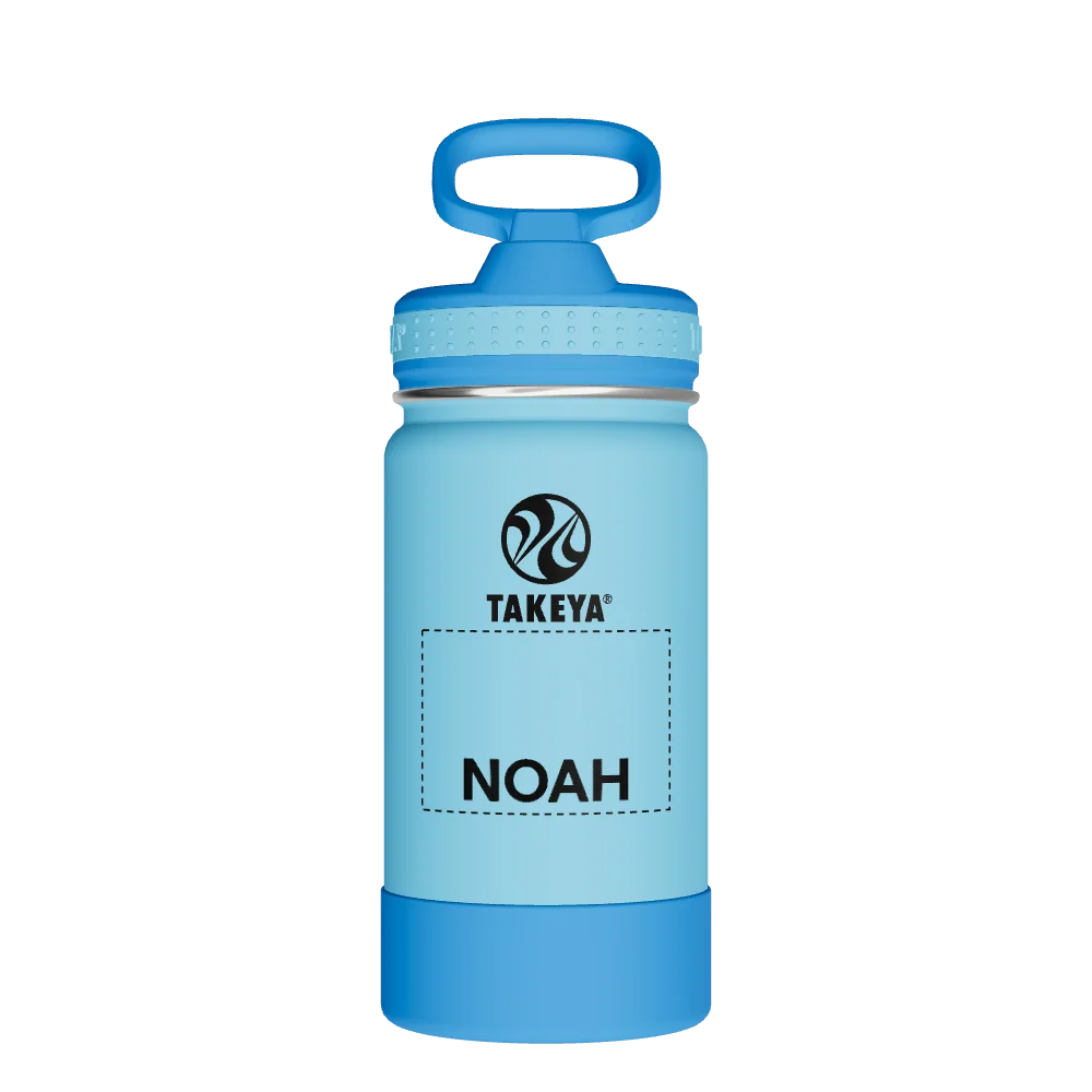 Takeya Actives Kids Water Bottle With Straw Lid - 14oz Atlantic/SailBlue - Model 50314-TAKEYA-ACTIVES-KIDS-WATER-BOTTLE-WITH-STRAW-LID-CUSTOMIZED-70-14OZ-ATLANTIC-SAILBLUE