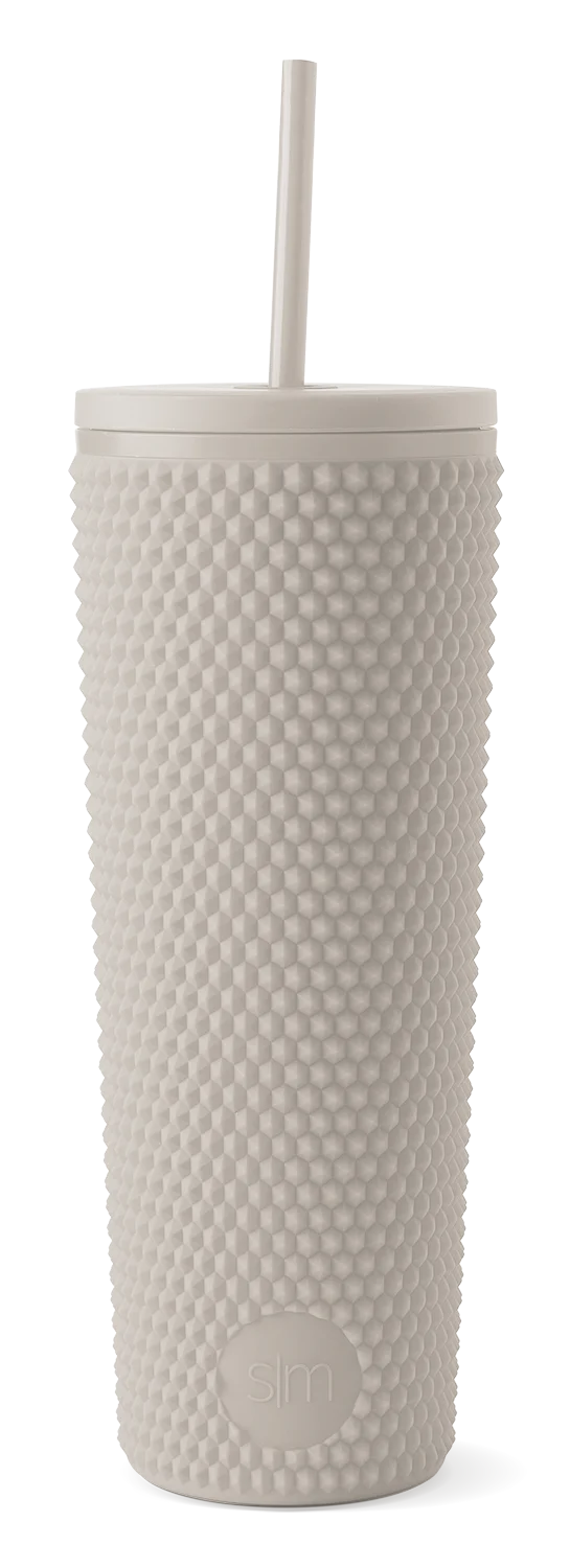 Simple Modern Textured Plastic Classic Tumbler with Straw Lid - 24oz Almond Birch